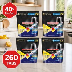 Dishwasher Tablets Lemon 260 Pack Ultimate Pro Powerball Cleaning Enzyme