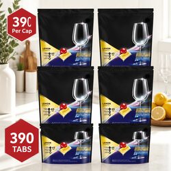 Ultimate Pro Lemon Dishwasher Tablets 390 Pack with 3-Chamber Technology