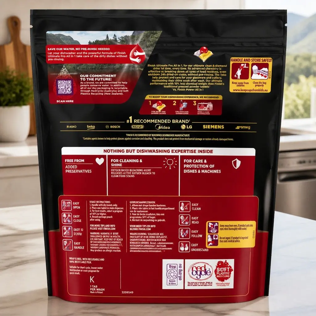 Dishwasher Tablets Lemon 65 Pack Biodegradable Wrapper-Free