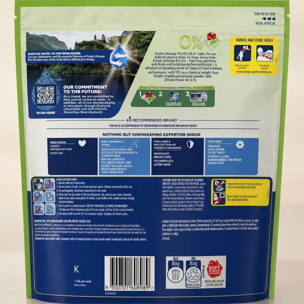 Ultimate Pro 0% Dishwashing Tablets 336 Pack All in 1 Powerball Cleaning