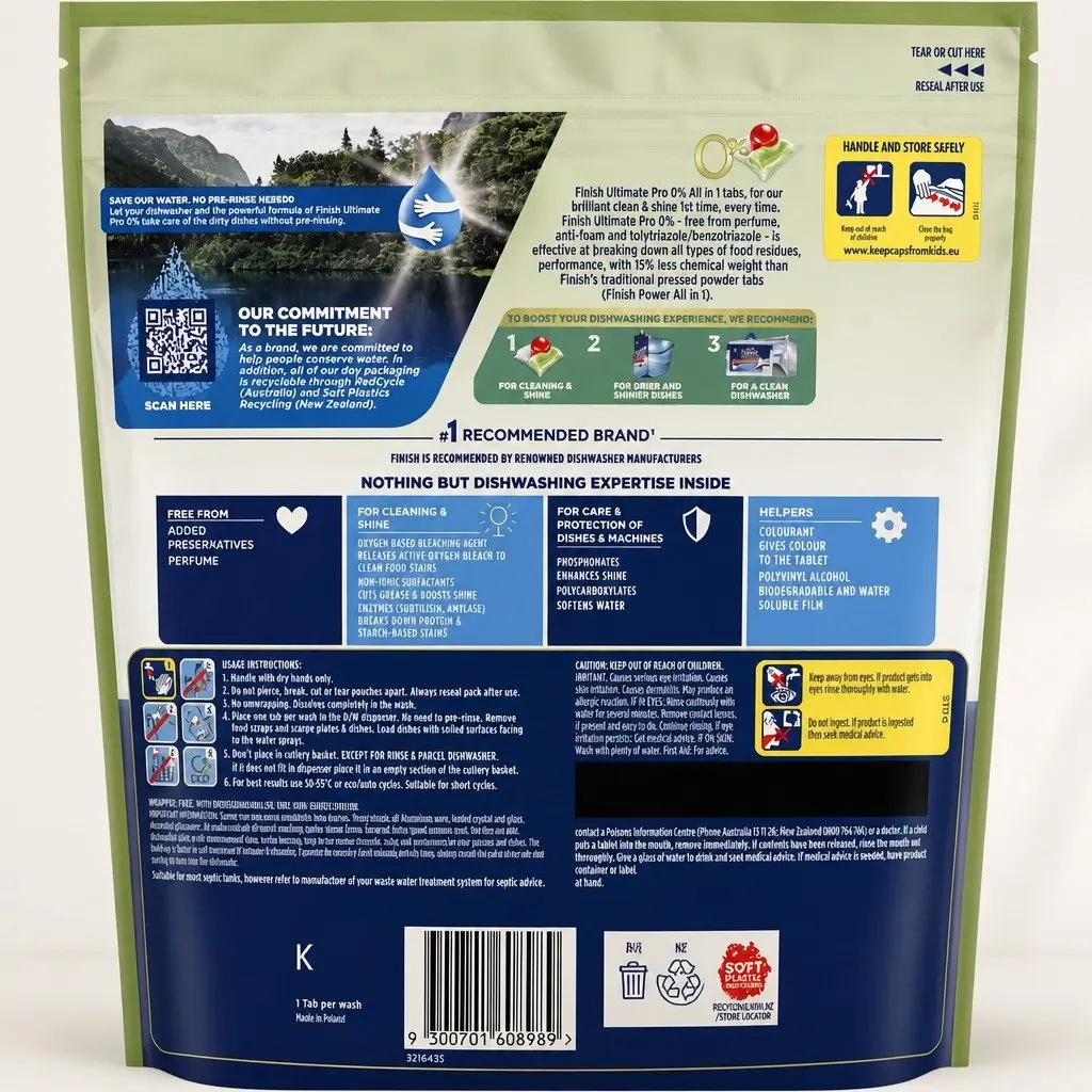 Powerball Ultimate Pro All in 1 Dishwashing Tablets 48 Pack 0% Formula