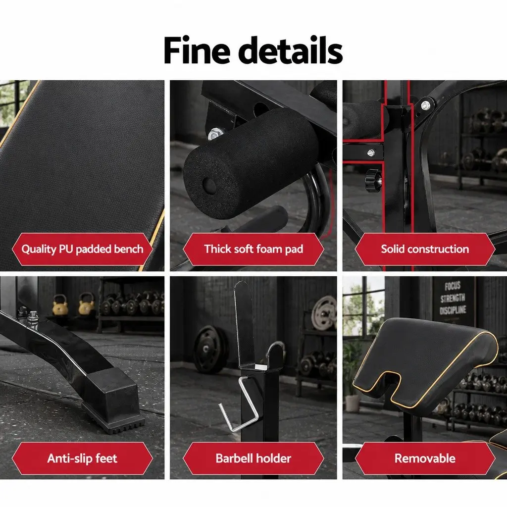 Weight Bench Steel Adjustable 10-in-1 Black
