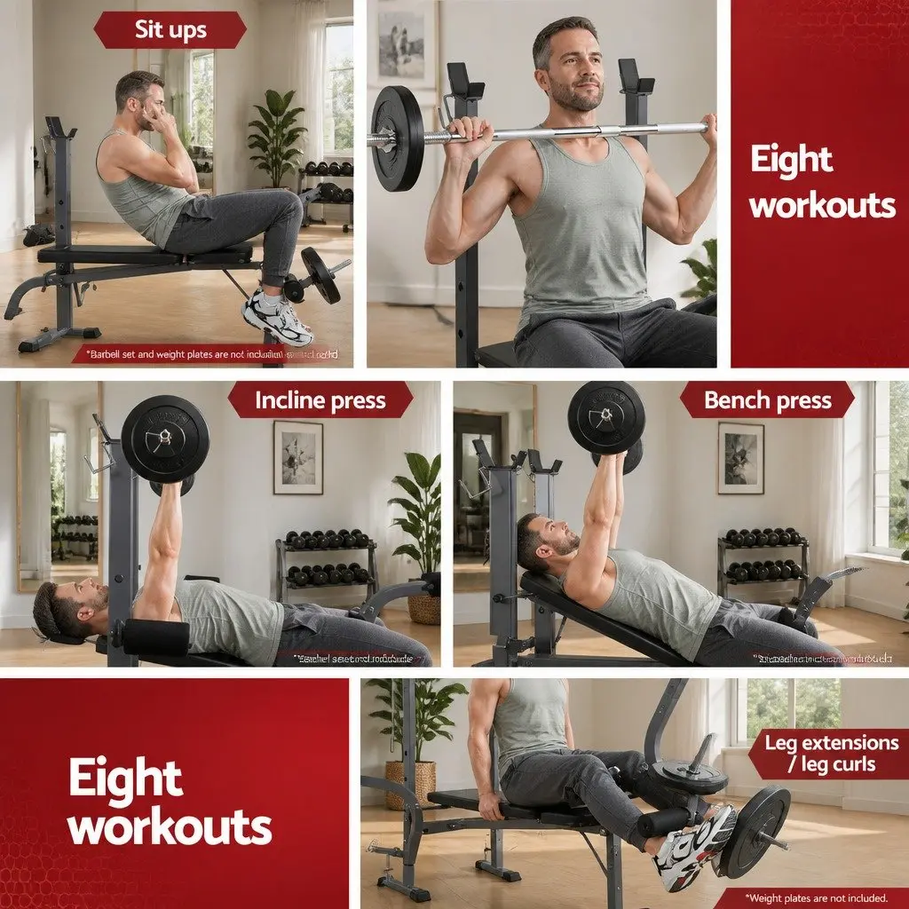 Adjustable 8-in-1 Weight Bench for Home Gym Training