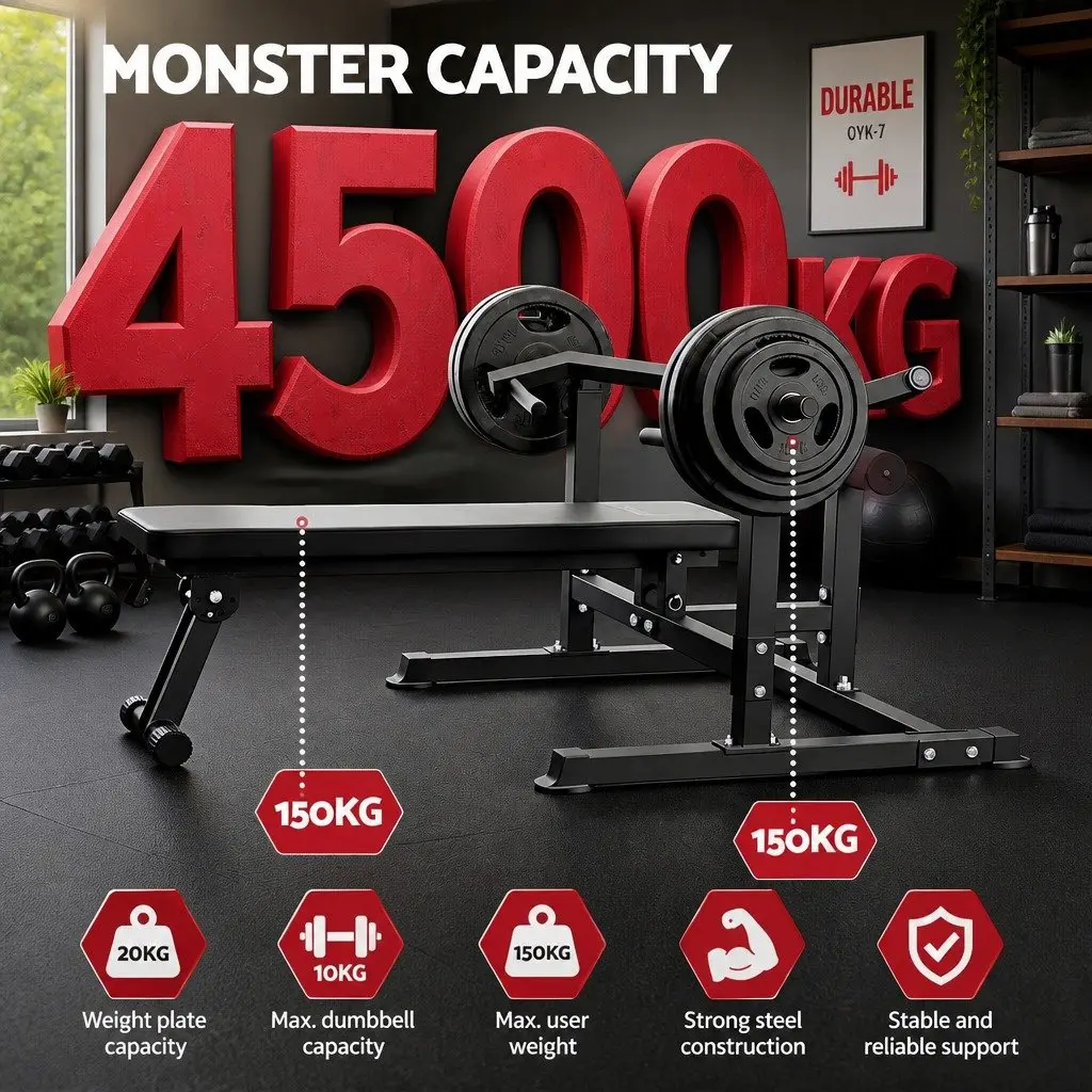 Chest Press Machine Steel Adjustable Black Folding Workout Bench