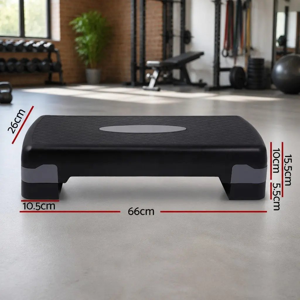 Aerobic Step Platform Adjustable Fitness Training Stepper Grey 66cm x 26cm x 15.5cm