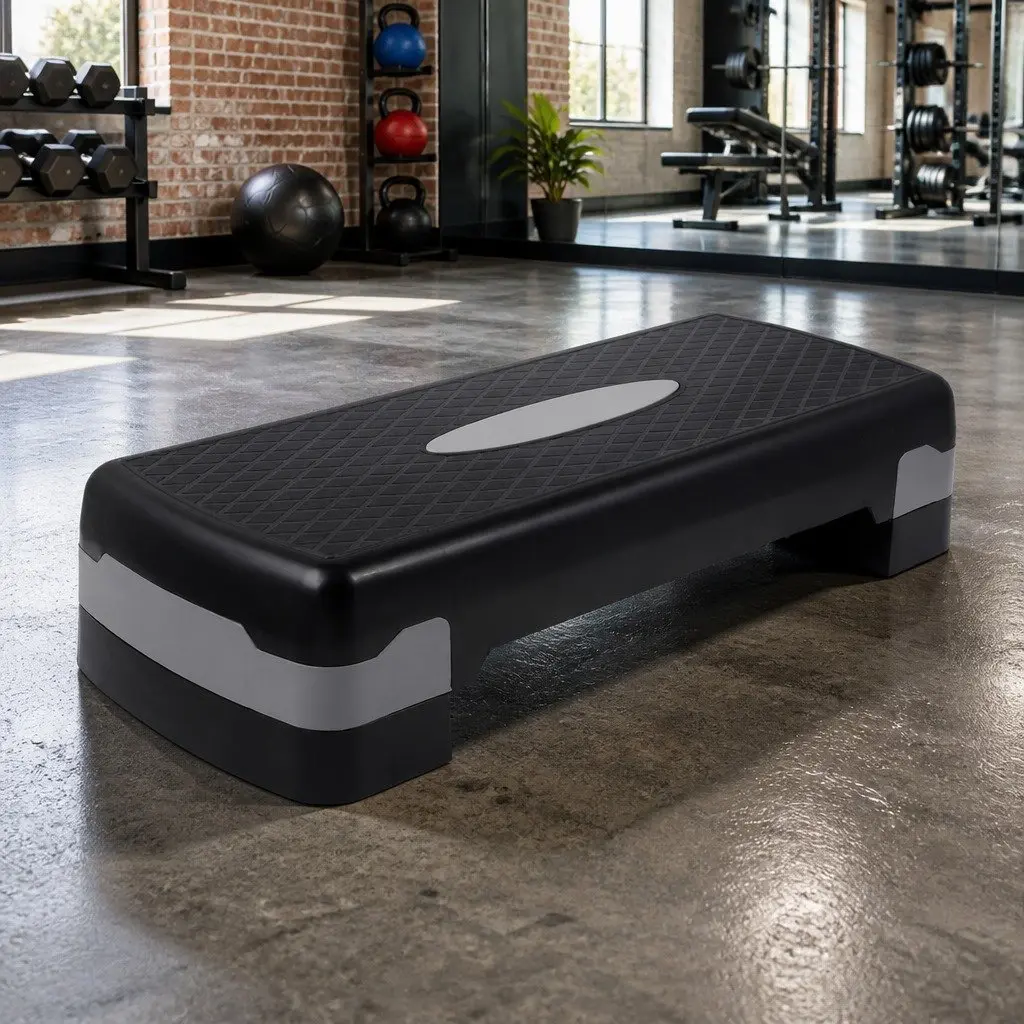 Aerobic Step Platform Adjustable Fitness Training Stepper Grey 66cm x 26cm x 15.5cm