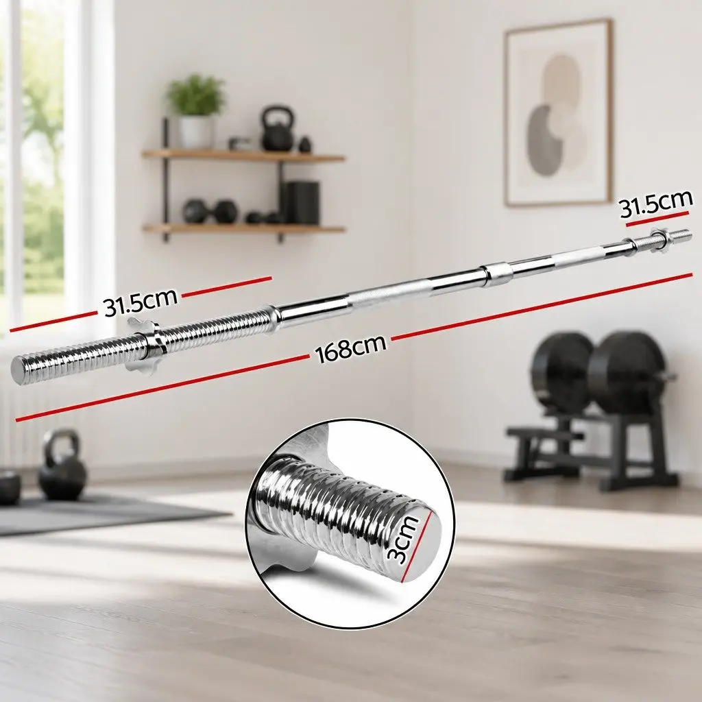 Barbell Bar Steel 168cm Silver