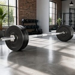 28kg Barbell Set with Weight Plates and 168cm Bench Bar Home Gym Lifting Kit