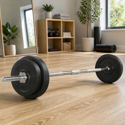 38kg Black Barbell Set for Home Gym Workouts