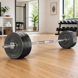 Premium 68kg Barbell Set with Weight Plates and Bench