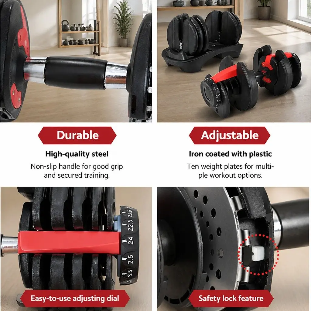 Adjustable Dumbbell Set 24kg for Strength Training