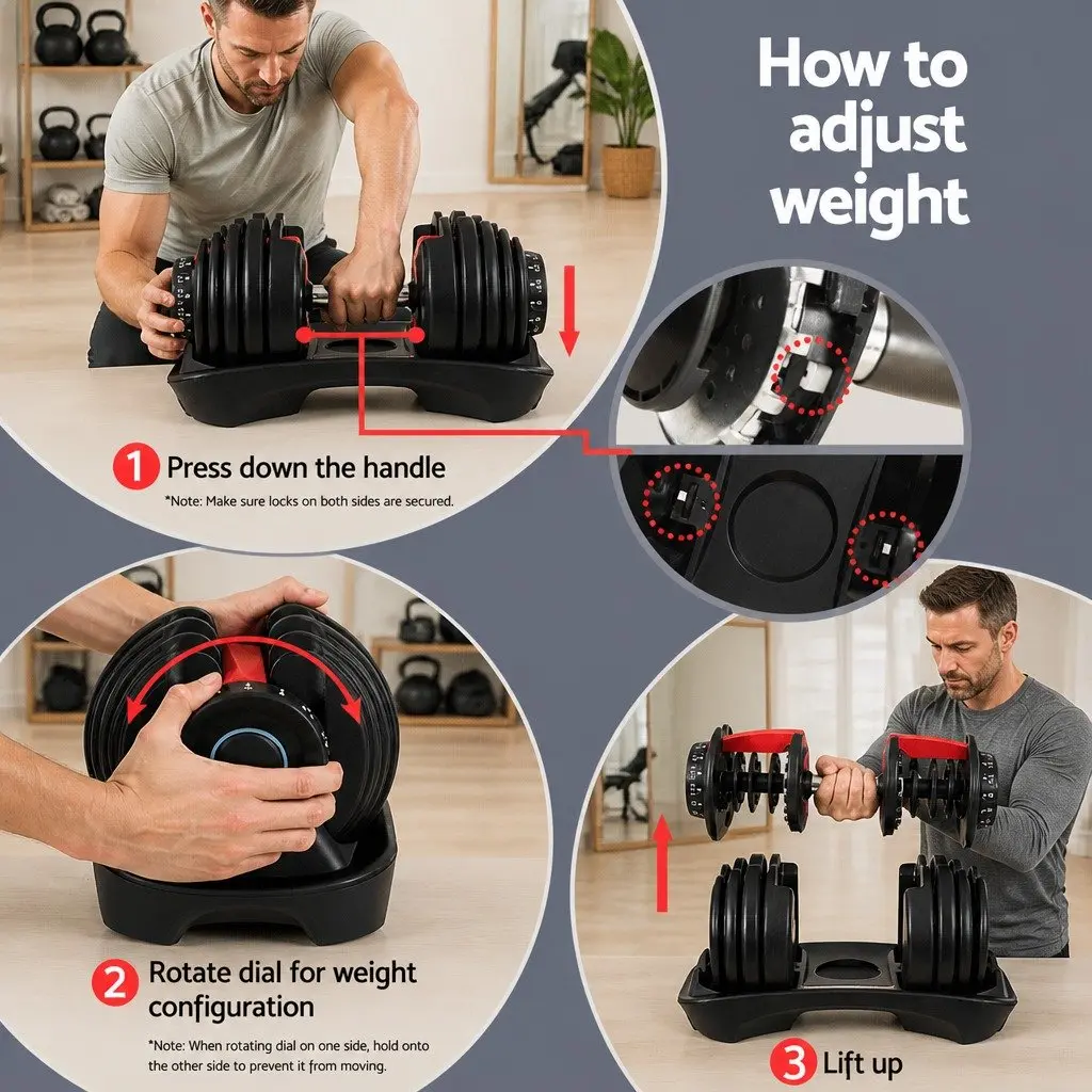 Adjustable Dumbbell Set 24kg for Strength Training