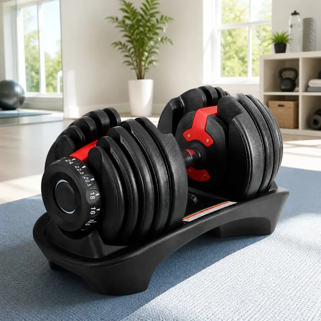 Adjustable Dumbbell Set 24kg with Weight Plates