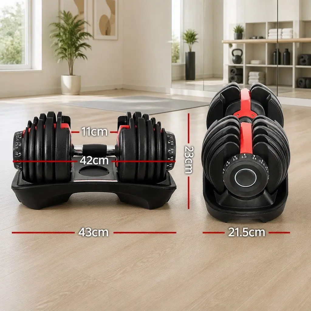 Adjustable Dumbbell Set 24kg with Weight Plates