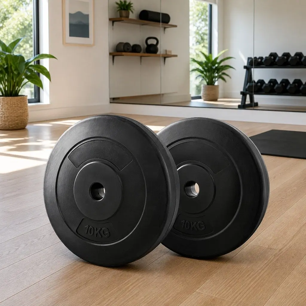 Black 10kg Weight Plates for Standard Barbells