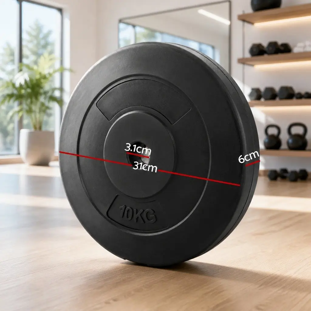 Black 10kg Weight Plates for Standard Barbells