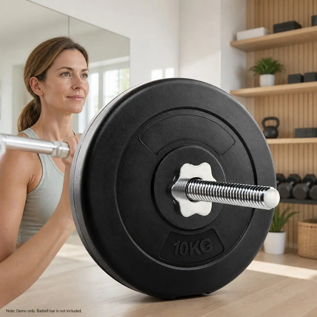 Black 10kg Weight Plates for Standard Barbells