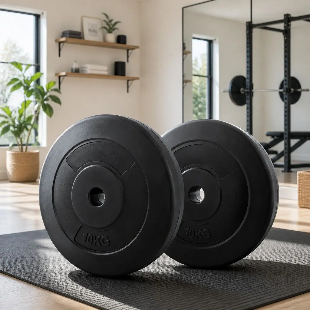 Black 10kg Weight Plates for Standard Barbells