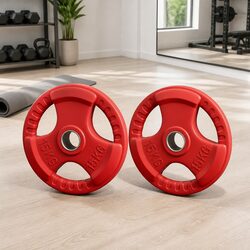 Durable 15kg Olympic Weight Plates Red Cast Iron for Strength