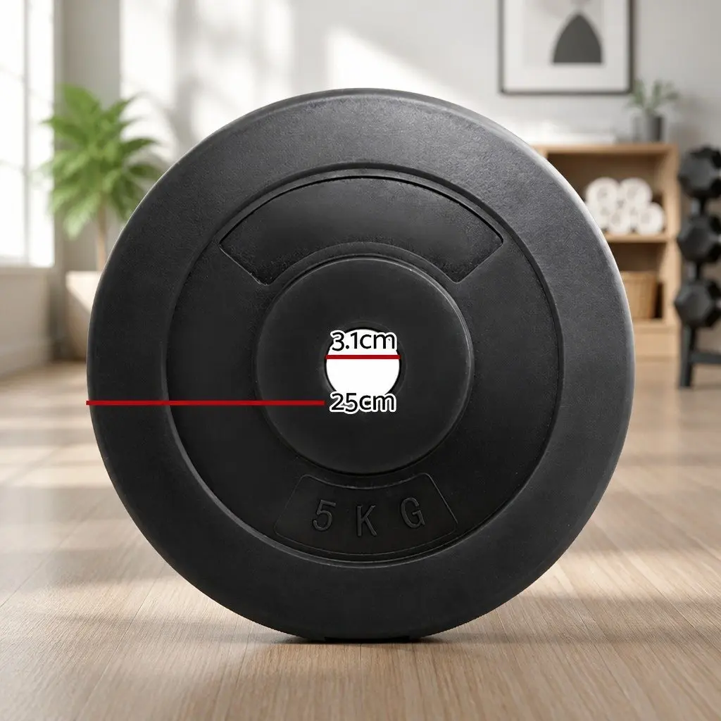Weight Plates 2X 5kg Standard Barbell Plate Home Gym Free Weights Black