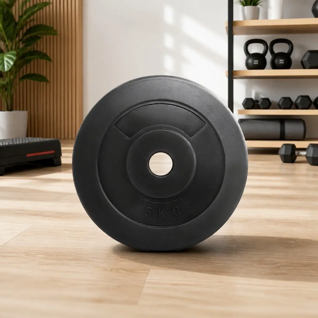 Weight Plates 2X 5kg Standard Barbell Plate Home Gym Free Weights Black