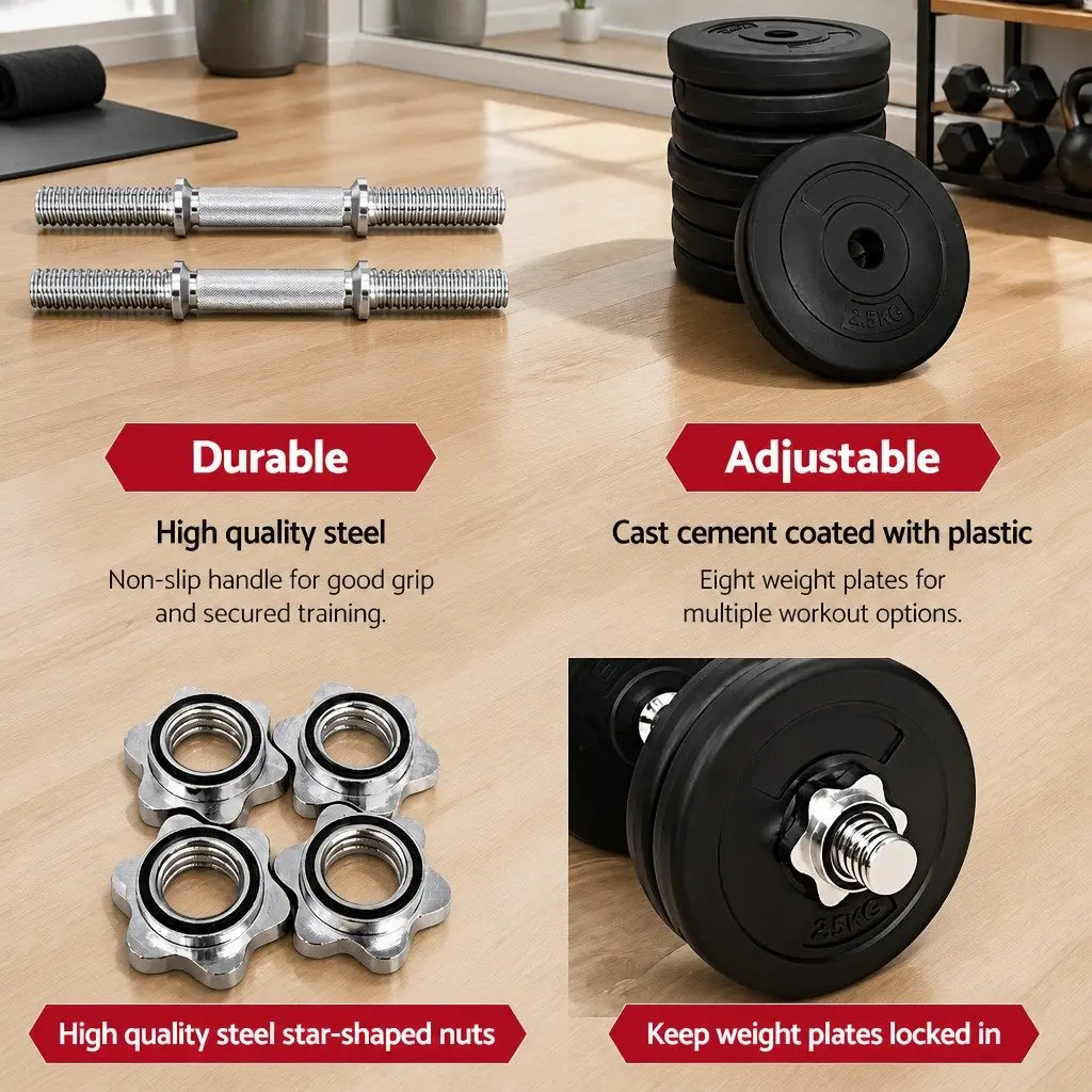 Adjustable 25kg Dumbbell Set with Non-Slip Handle