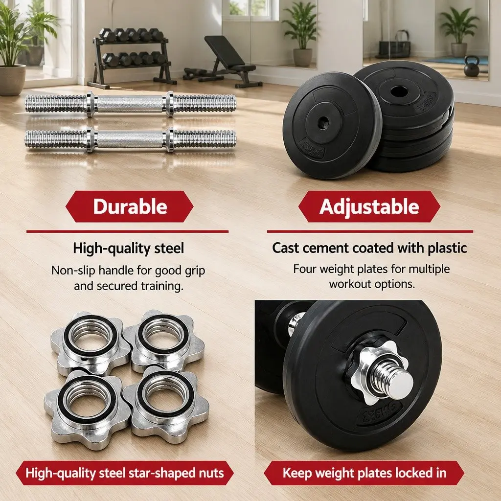 Adjustable 10kg Dumbbell Set with Non-Slip Grip