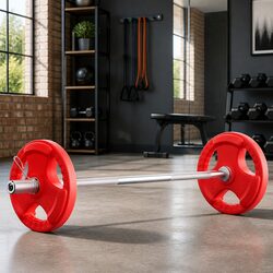 Barbell Set 36kg 120cm Dumbbell Weight Plates Home Gym Lifting Equipment Red