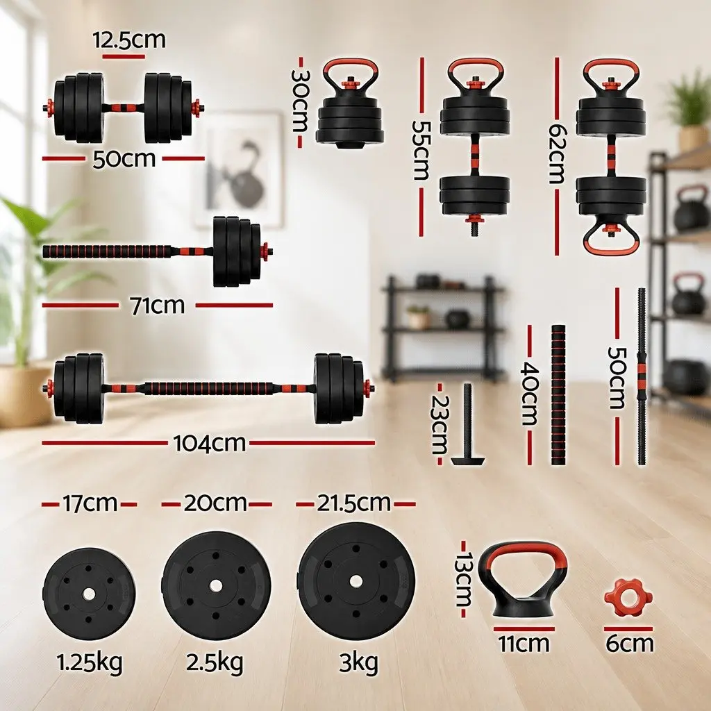 40kg Adjustable Dumbbell Barbell Weight Set