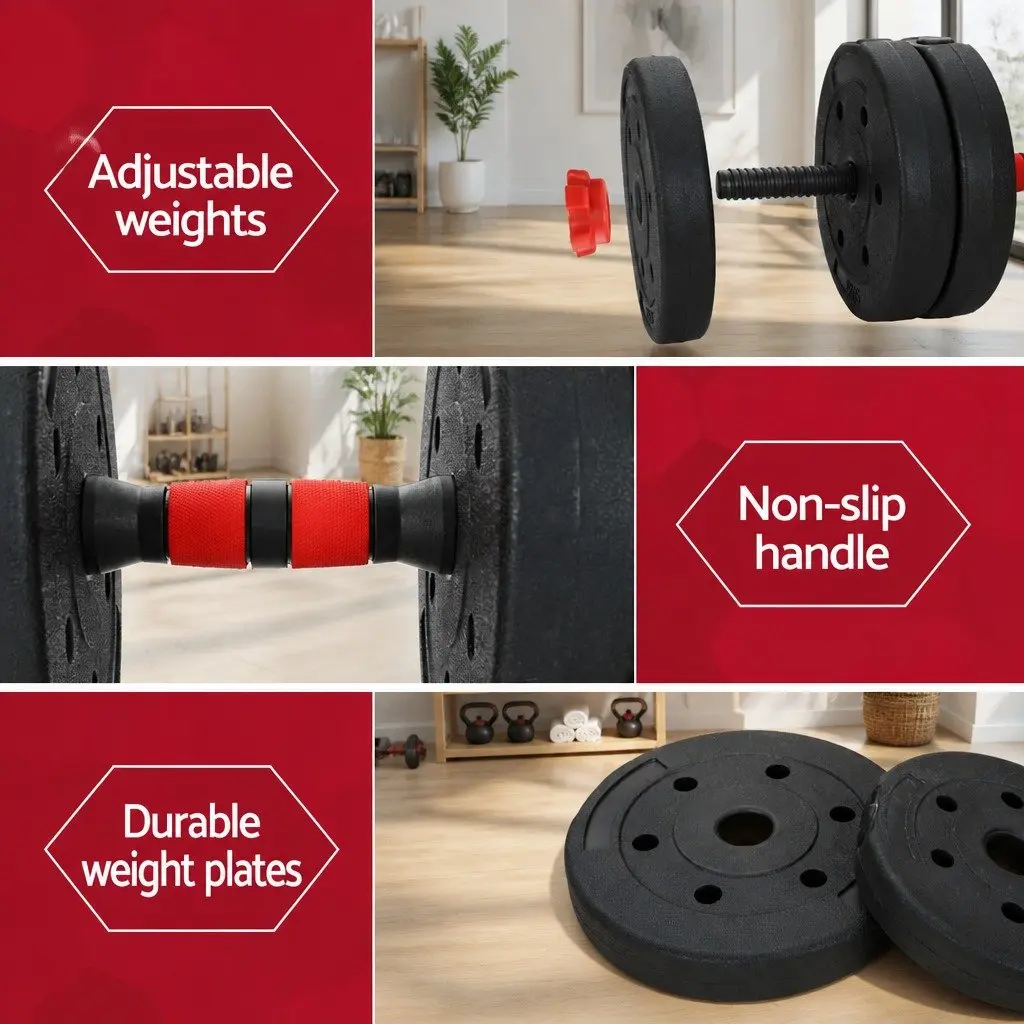 40kg Adjustable Dumbbell Barbell Weight Set