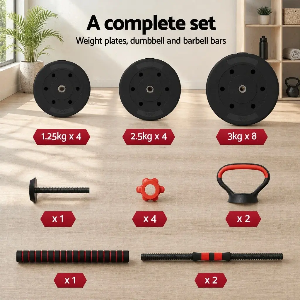 40kg Adjustable Dumbbell Barbell Weight Set