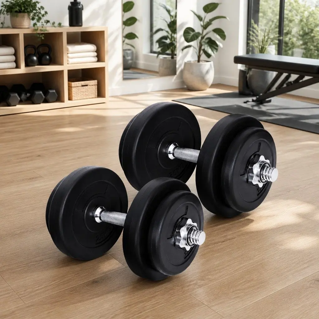 Dumbbell Set Adjustable 20kg Steel Black and Silver