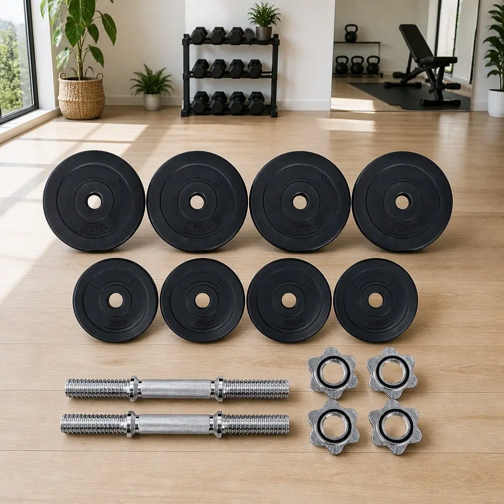 Dumbbell Set Adjustable 20kg Steel Black and Silver