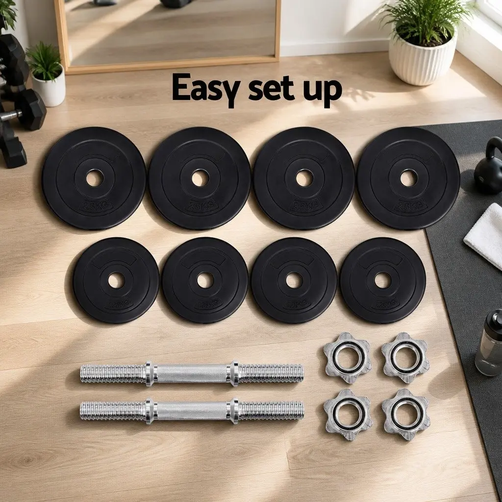 Dumbbell Set Adjustable 20kg Steel Black and Silver