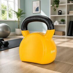 20kg Yellow Kettlebell with Neoprene Coating for Fitness