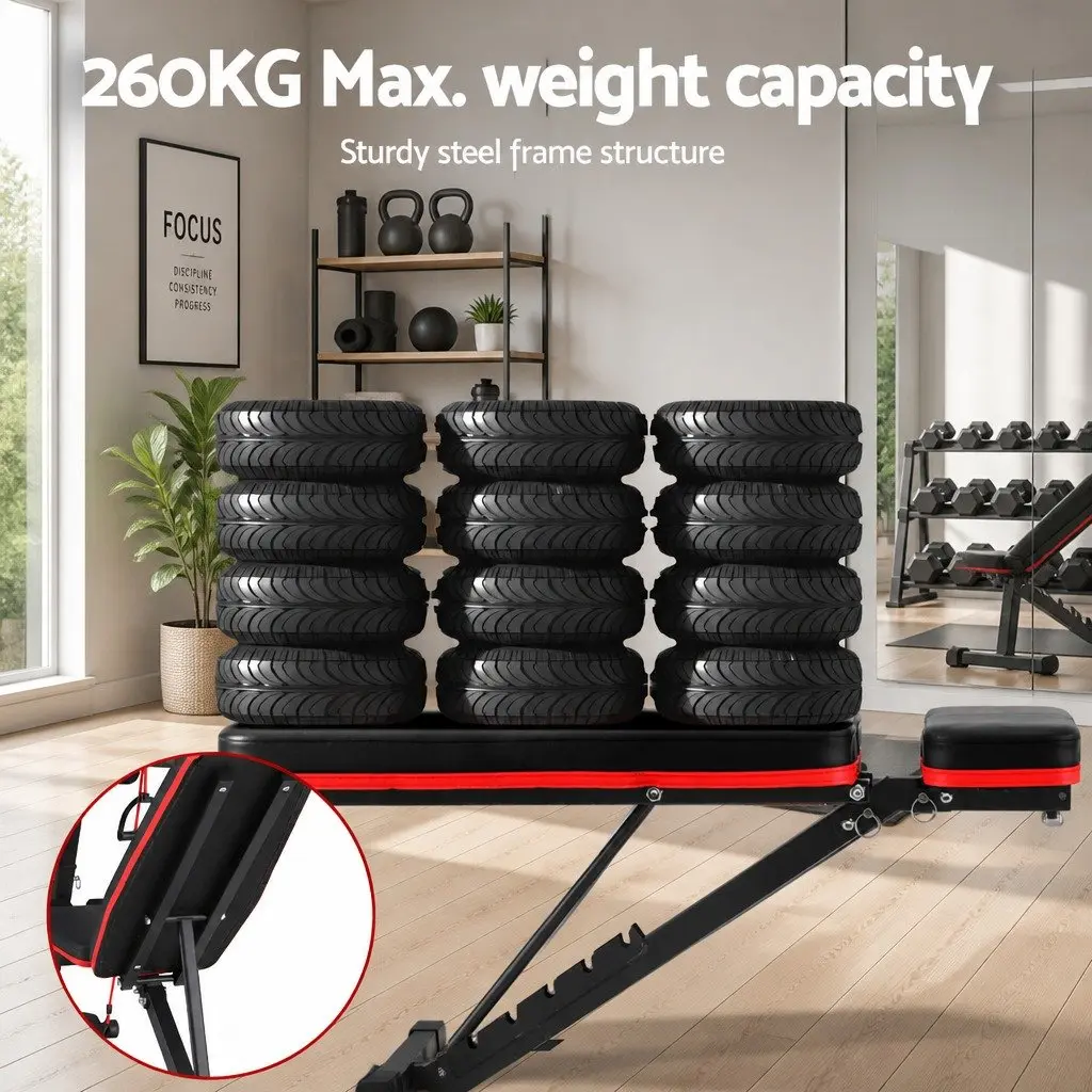 Adjustable Weight Bench Heavy-duty Steel 128 x 41 x 29-100 cm Black