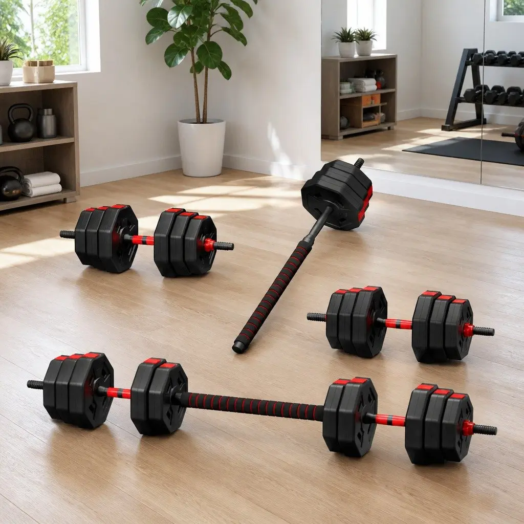 40kg Durable Adjustable Dumbbell Barbell Set for Home Fitness