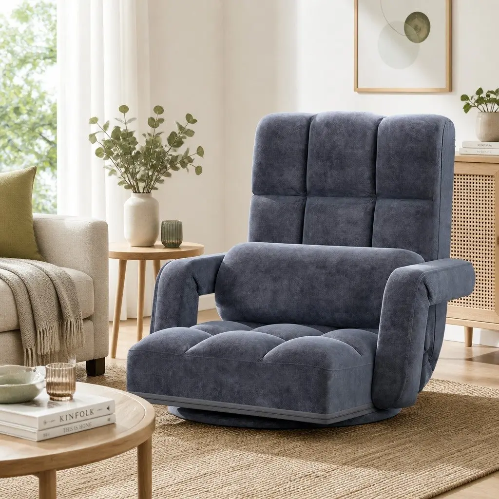 Adjustable Floor Lounge Chair with Charcoal Finish