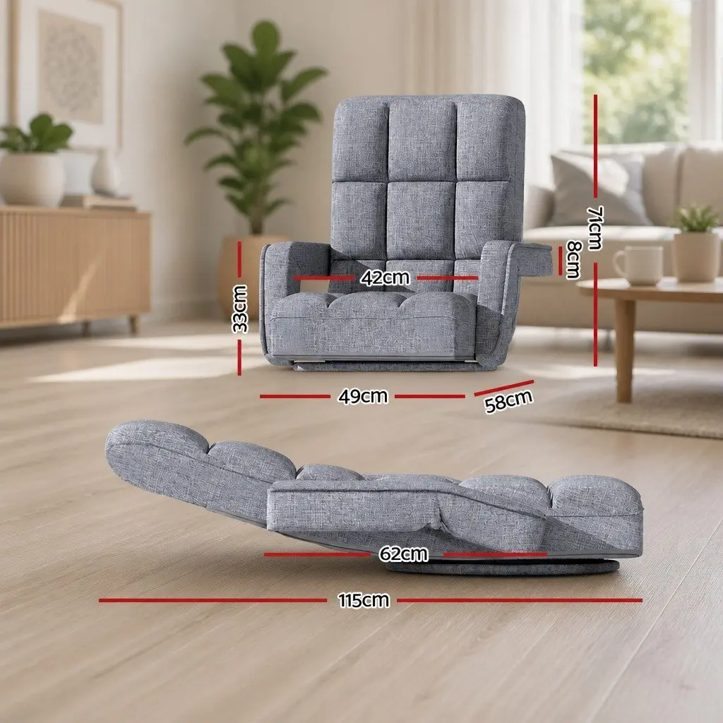 Adjustable Grey Floor Lounge Chair with Swivel Base