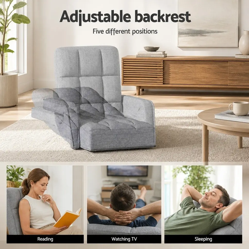 Adjustable Grey Floor Lounge Chair with Swivel Base