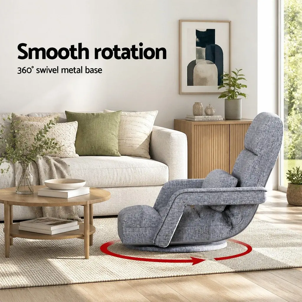 Adjustable Grey Floor Lounge Chair with Swivel Base