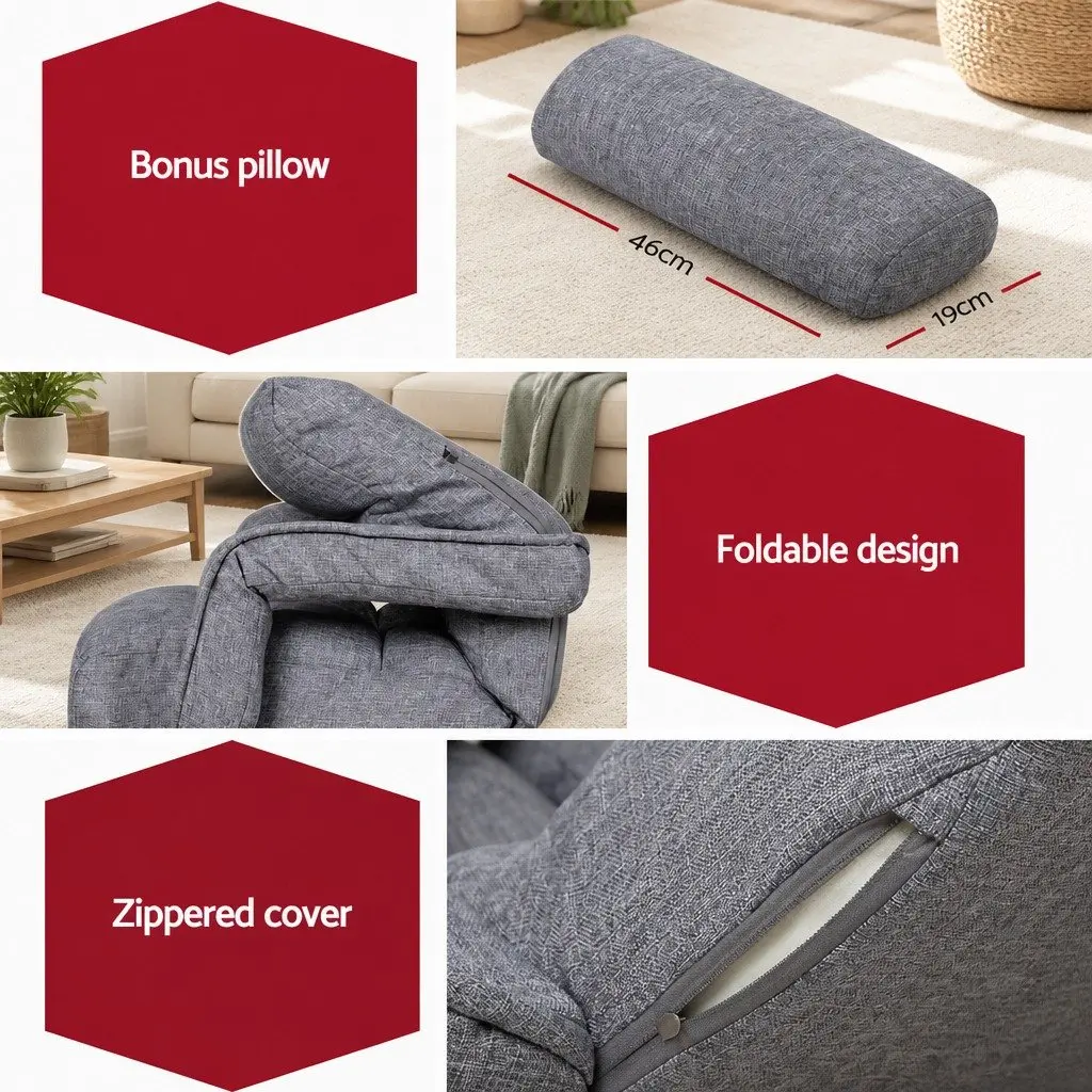 Adjustable Grey Floor Lounge Chair with Swivel Base