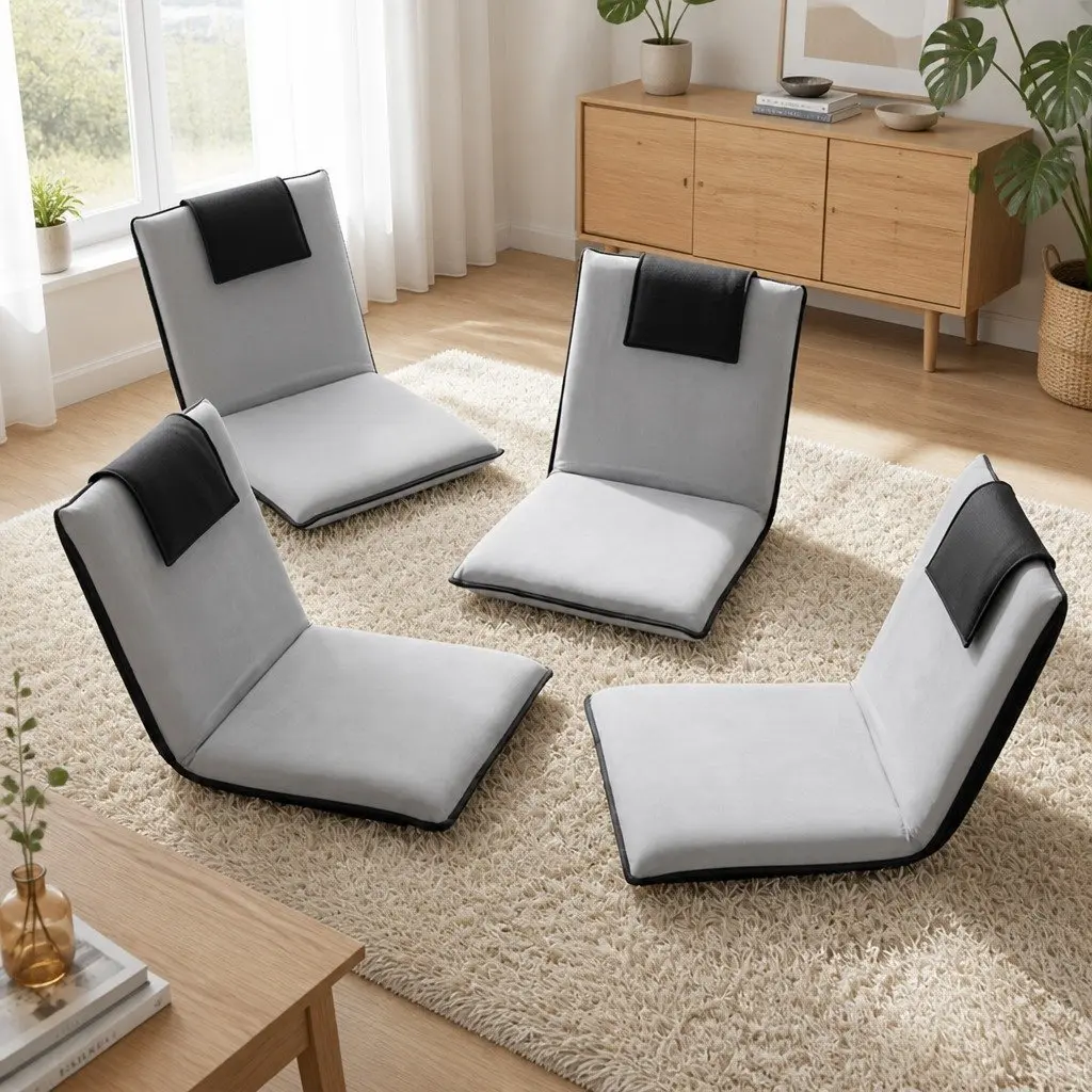 Adjustable Floor Lounge Sofa Bed in Grey