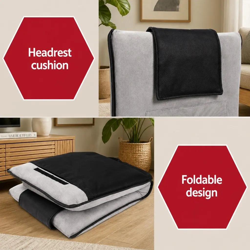 Adjustable Floor Lounge Sofa Bed in Grey