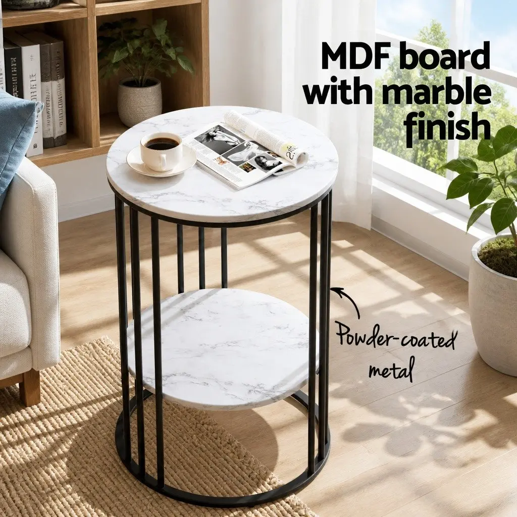 Floor Lounge Chair Flannel Fabric Black Adjustable Positions with 2-Tier Coffee Table MDF White and Black Living Room Set