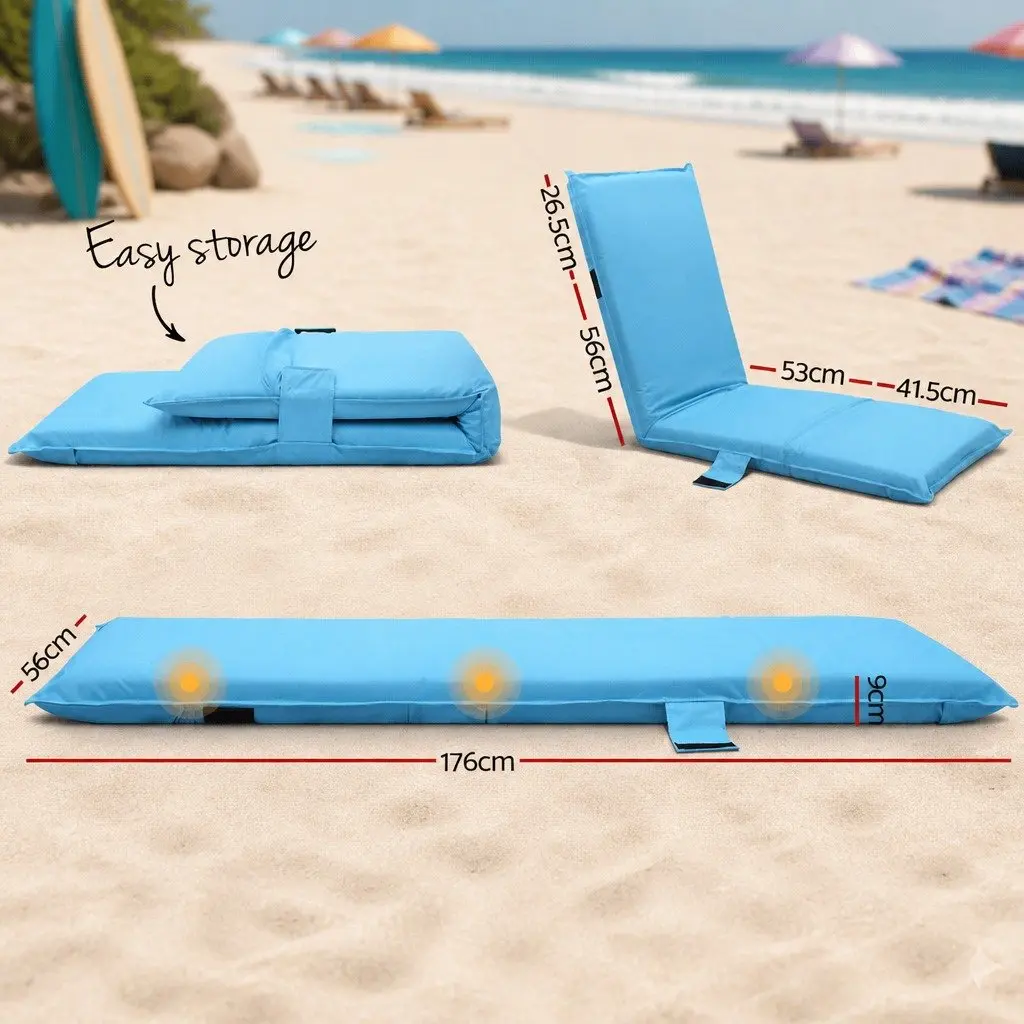 Blue Adjustable Lounge Sofa Bed for Indoor Outdoor Use