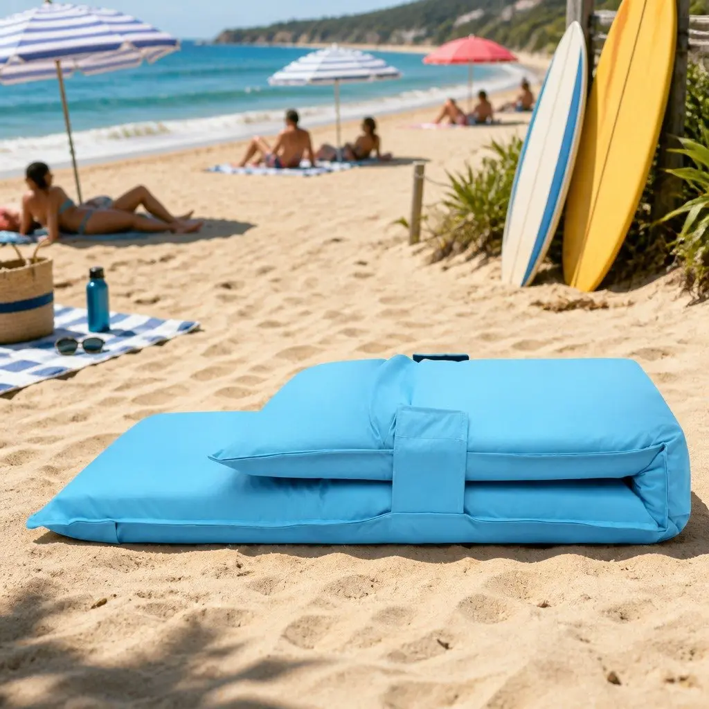 Blue Adjustable Lounge Sofa Bed for Indoor Outdoor Use