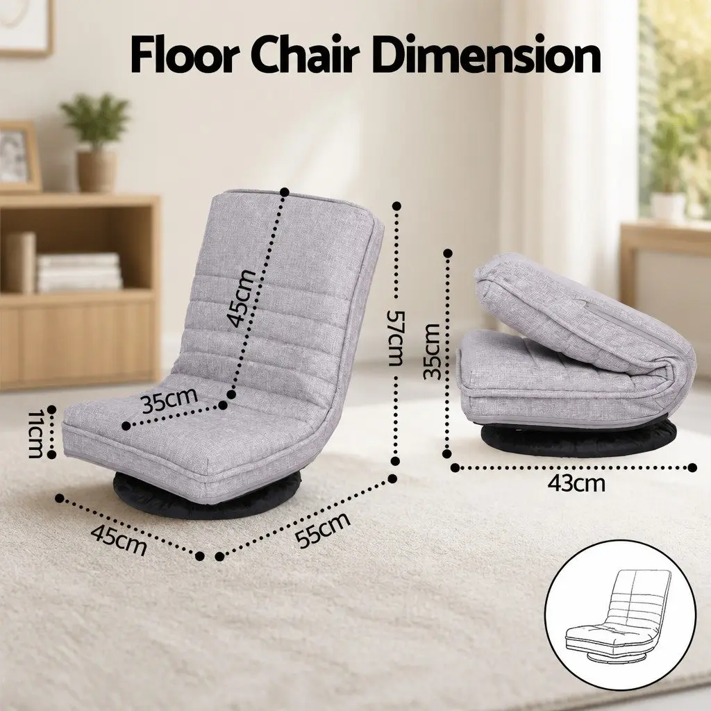 4PCS Swivel Floor Chair Metal Fabric 45cm W x 55cm D x 57cm H Beige
