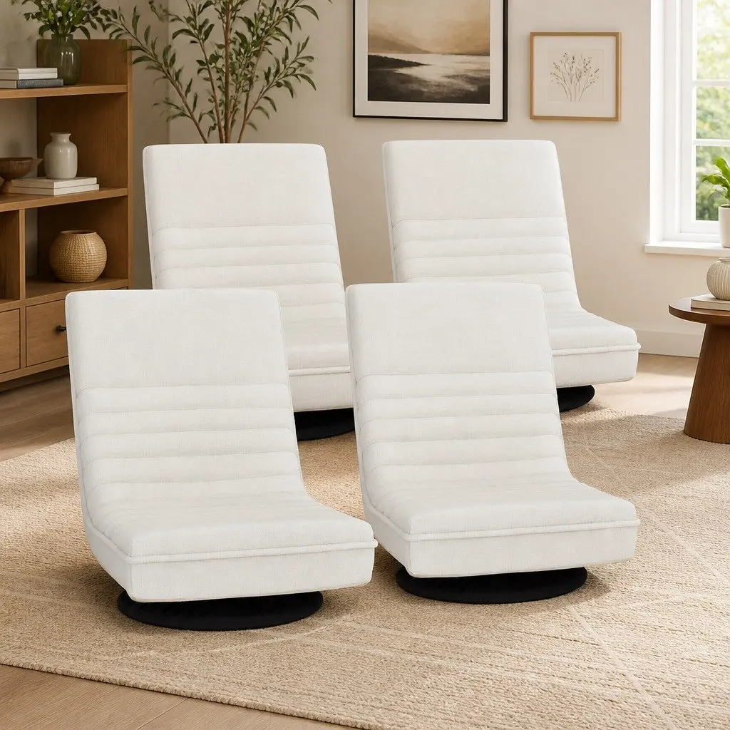 Floor Lounge Chair Swivel Recliner in White