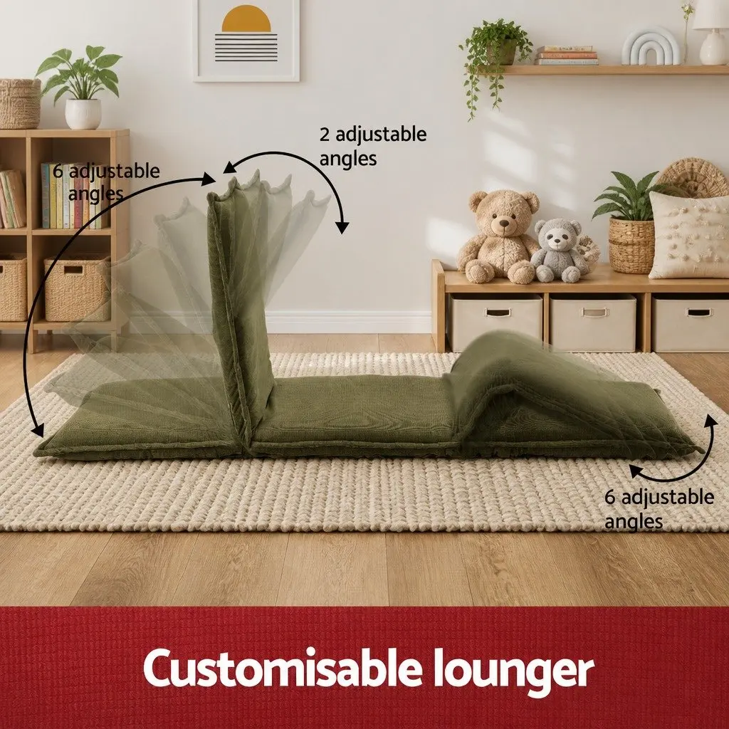 Adjustable Green Corduroy Floor Lounge Sofa Bed